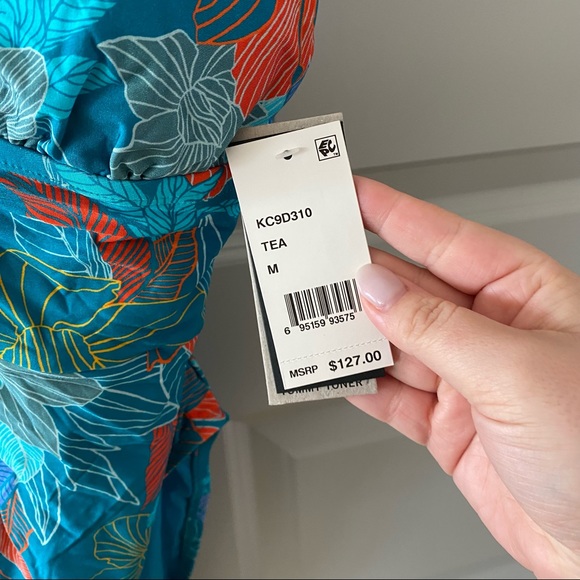 NWT Kenneth Cole Trace of Paradise Shirred-Front Mio One-Piece Swimsuit - Picture 6 of 7